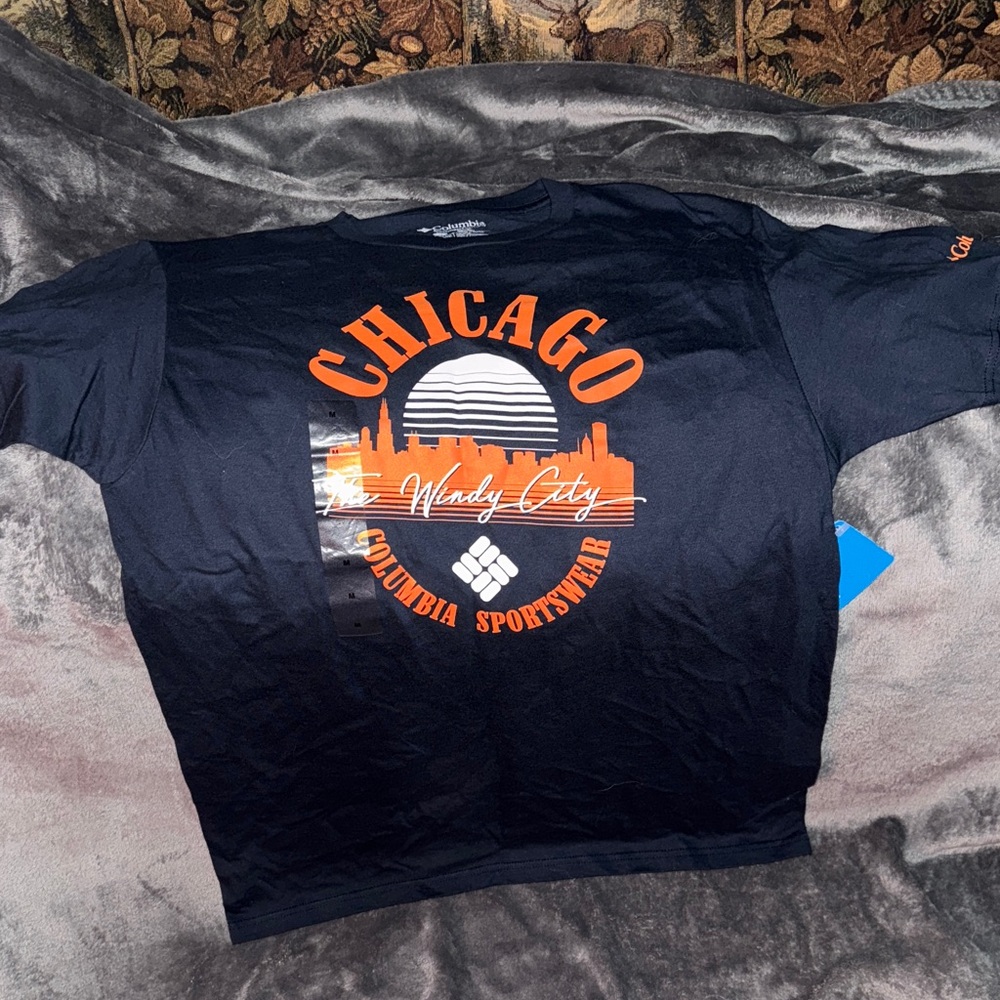 Columbia Navy and Orange Chicago Tee